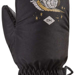 Dakine Toddler Hornet Mittens 2024 - A pair of toddler-sized mittens with a brown and tan color scheme, featuring a cartoon hornet design on the back.