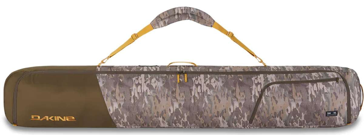 Dakine Tram Ski Bag 2024 - Brown ski bag with zippered top and handle on top.