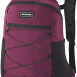 Dakine Wndr Pack 18L 2022-2023 - A maroon backpack with a zippered front pocket and black straps.