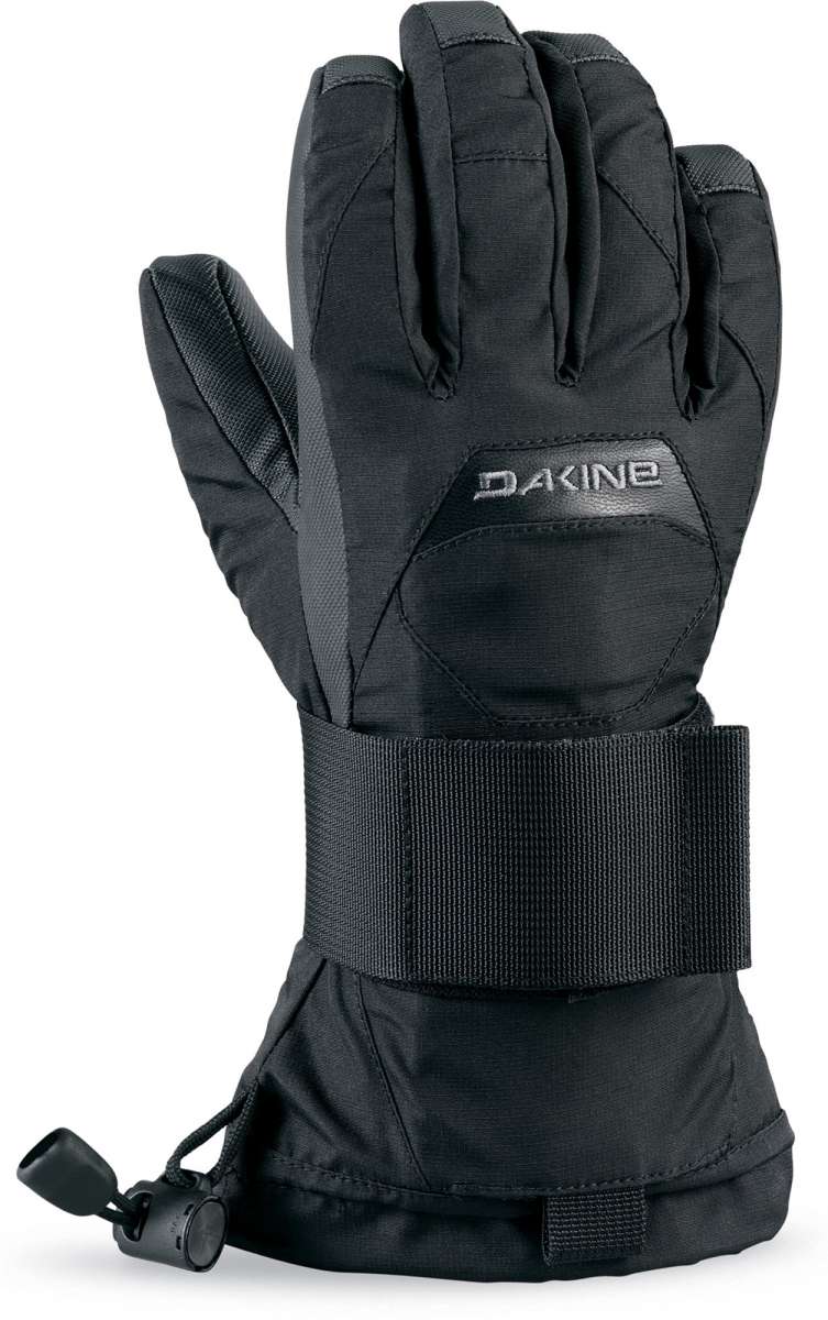 Dakine Junior's Wristguard Glove - A black glove with a wrist strap and thumb guard, featuring a textured palm for grip.