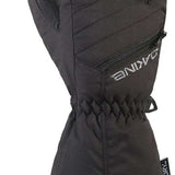 Dakine Junior's Tracker Gloves 2024 - A pair of black gloves with a zippered pocket on the wrist and a textured palm.