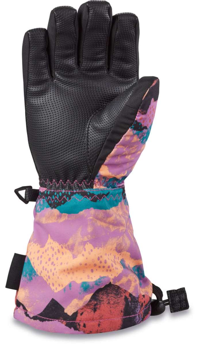 Dakine Junior's Tracker Gloves 2024 - A pair of black gloves with a textured palm and finger grip patches on the fingertips.
