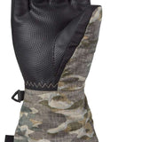 Dakine Junior's Tracker Gloves 2024 - A pair of black gloves with a camouflage pattern on the wrist and thumb area.