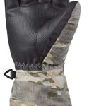 Dakine Junior's Yukon Gloves 2024 - A pair of black gloves with a textured palm and finger grip, featuring a camouflage pattern on the back.