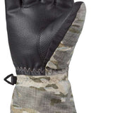 Dakine Junior's Yukon Gloves 2024 - A pair of black gloves with a textured palm and finger grip, featuring a camouflage pattern on the back.