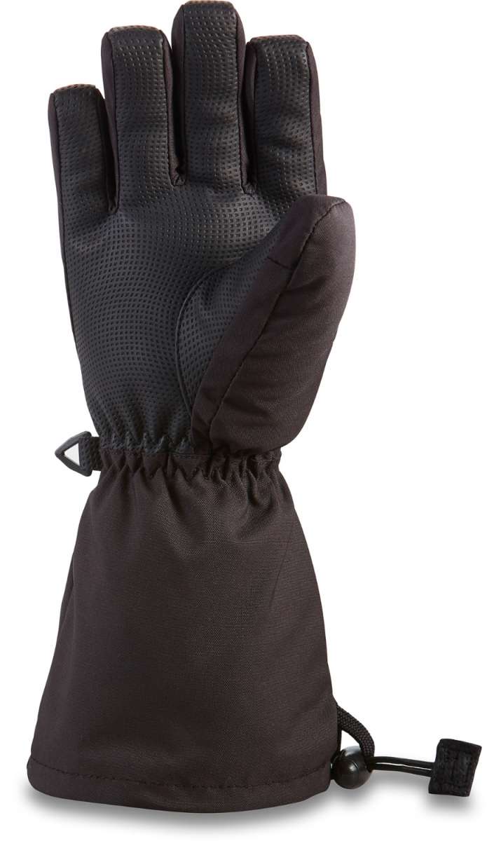 Dakine Junior's Yukon Gloves - A pair of black gloves with a textured palm and breathable mesh on the back.