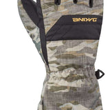 Dakine Junior's Yukon Gloves 2024 - A pair of gloves with a camouflage pattern in shades of green, brown, and tan.