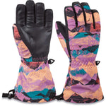 Dakine Junior's Yukon Gloves - A pair of gloves with a purple and black pattern, featuring a black palm side and a purple back.