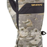 Dakine Junior's Yukon Mittens - A pair of mittens with a camouflage pattern, featuring a black strap and a small logo on the wrist area.