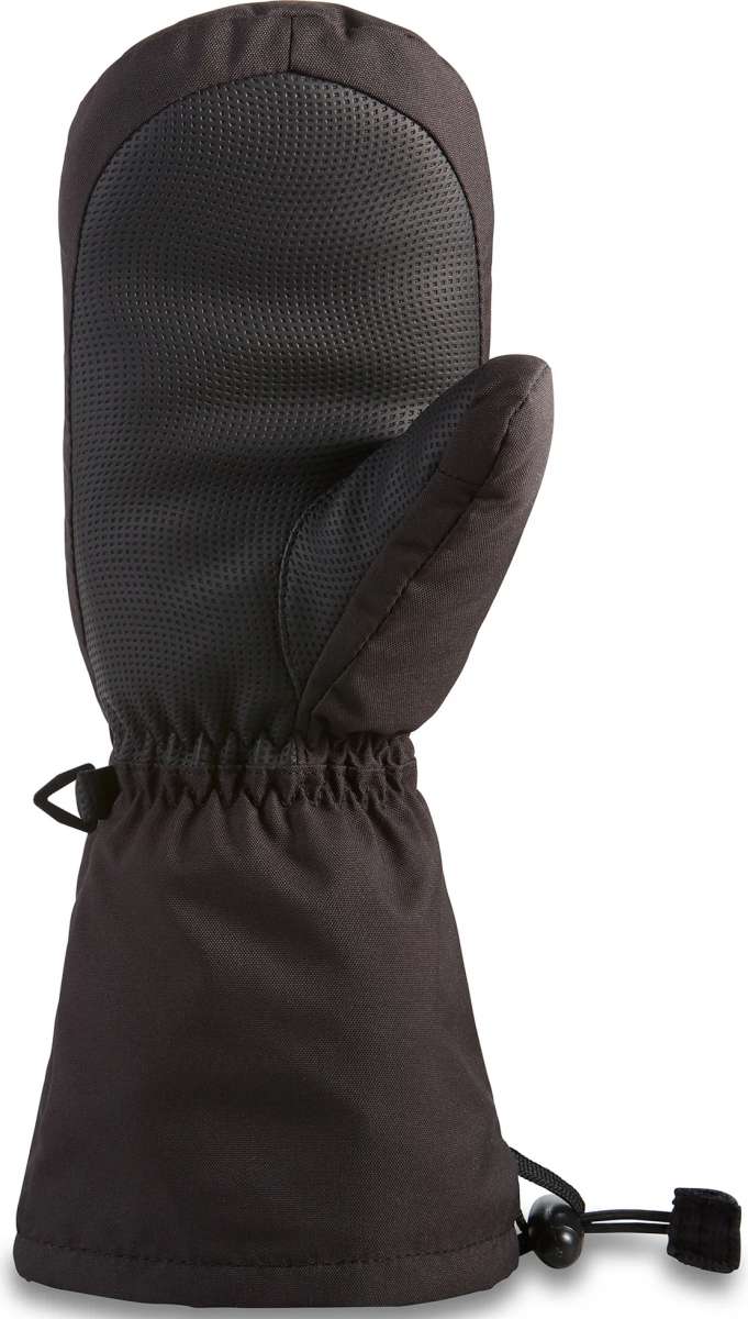Dakine Junior's Yukon Mittens - A pair of black mittens with a textured palm and thumb, featuring a small logo on the cuff.
