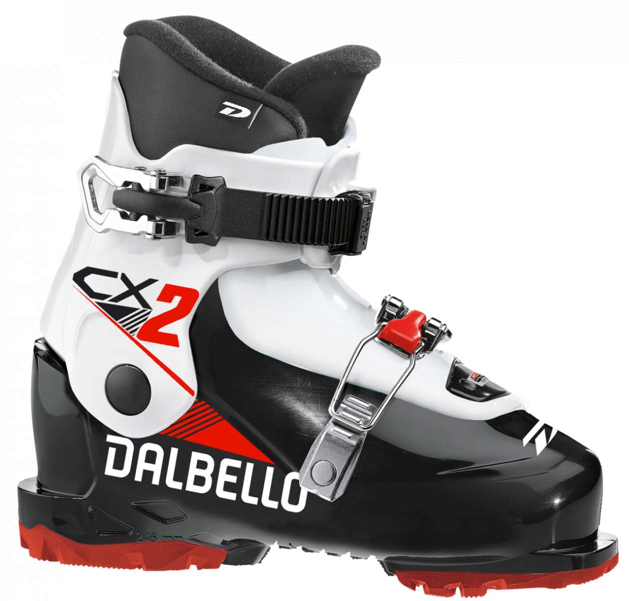 Dalbello - Junior's CX 2.0 GW Ski Boots 2024 are white with red accents and black buckles.