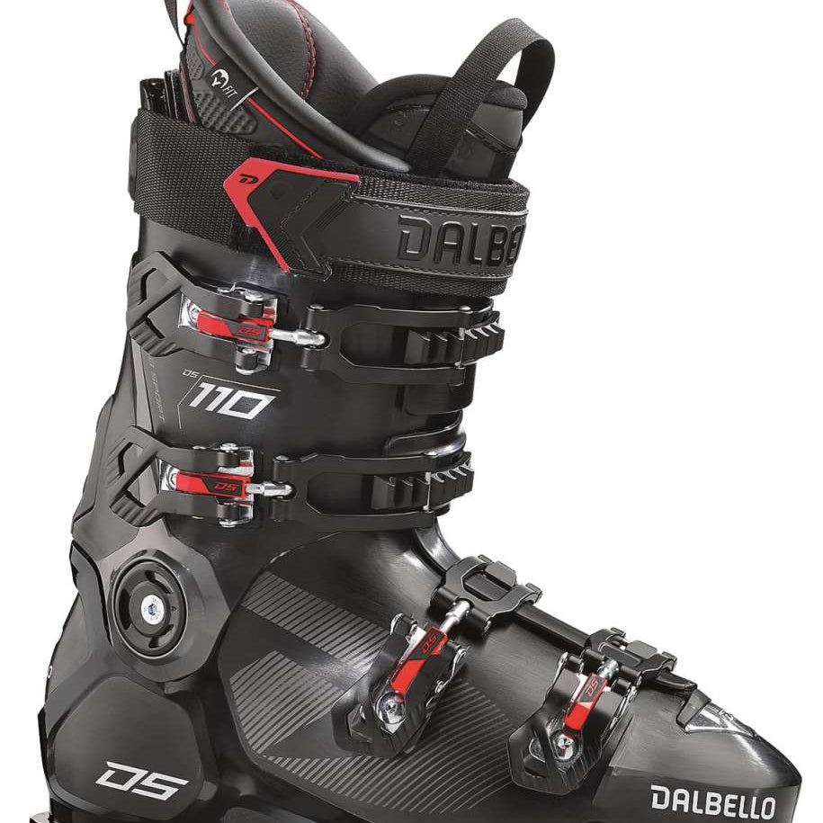 Dalbello DS 110 GW Ski Boots 2021-2022 - Black ski boots with red accents and silver buckles.