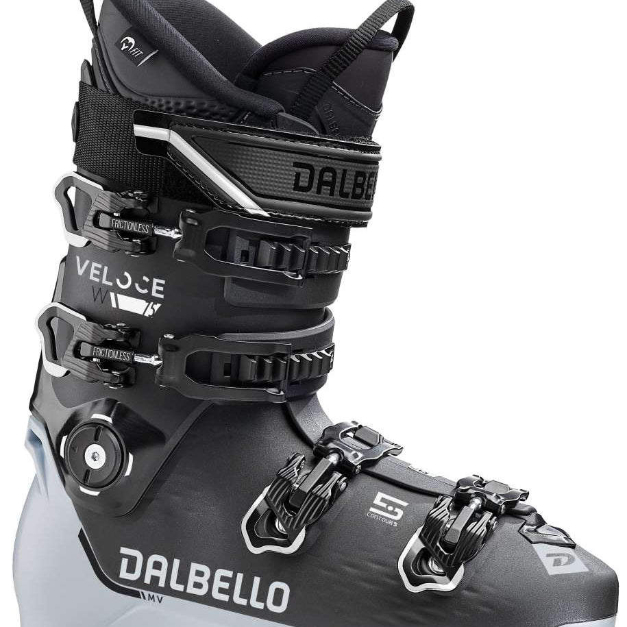 Dalbello Ladies Veloce 75 GW Ski Boots 2024 - Black ski boots with white lettering and logos.