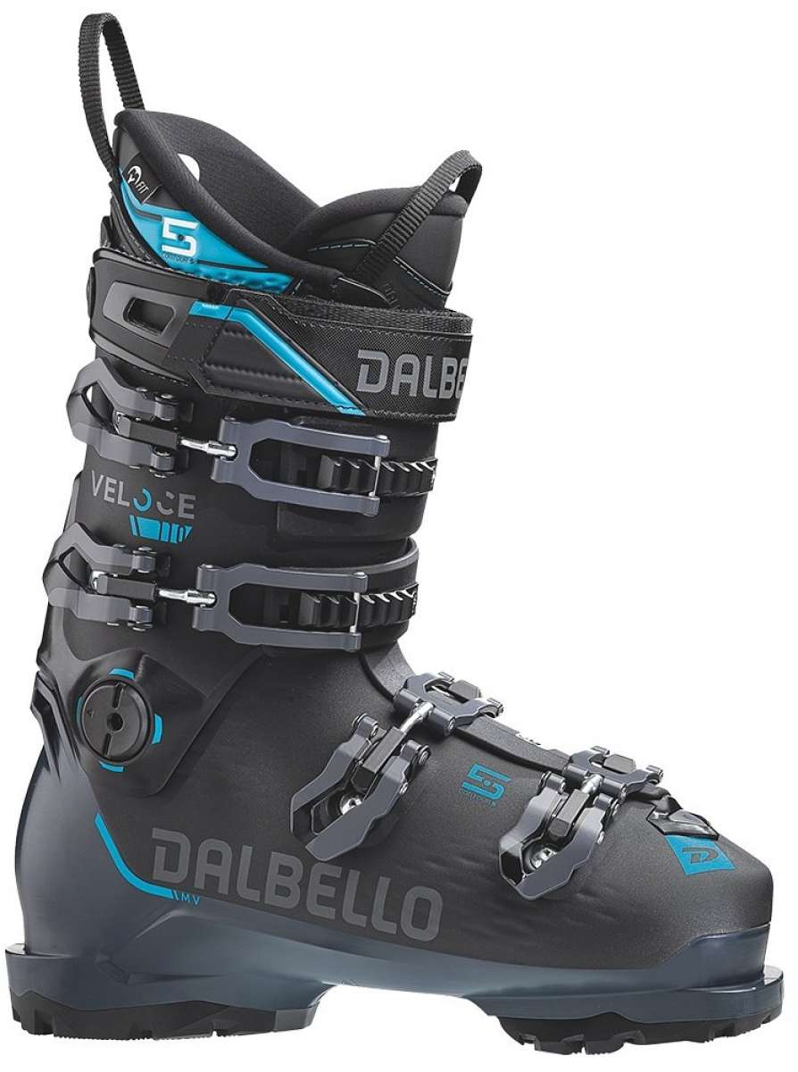 Dalbello Veloce 110 GW Ski Boot 2022-2023 - Black ski boot with blue accents and a gray sole.