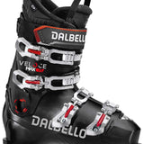 Dalbello Veloce Max 75 Ski Boots 2024 - Black ski boots with silver buckles and red accents.