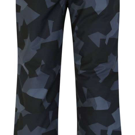 Dare2B Baseplate Insulated Pant 2024 - Black snow pants with a geometric pattern of dark gray shapes and a black waistband.