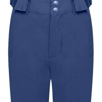 Dare2B Children's Motive Insulated Pant - Dark blue snow pants with adjustable straps and three silver buttons on the front waistband.