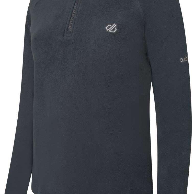 Dare2B Freeform II Lightweight Fleece Top 2023 - A dark grey fleece top with a zip at the neck and a small white logo on the left chest.