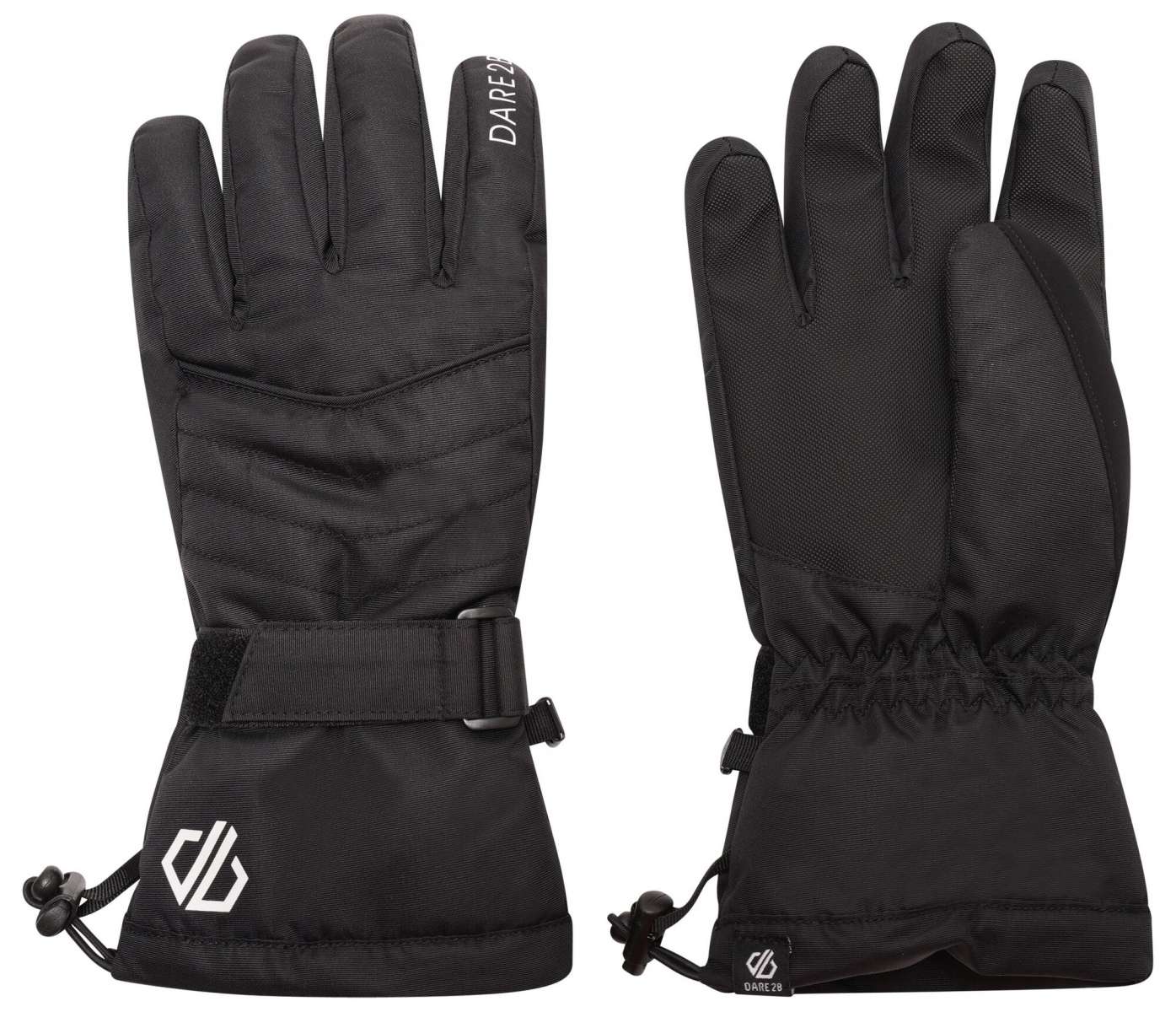 Dare2B Women's Acute Gloves 2024 - Black gloves with a textured palm and finger grip patches on the fingertips.