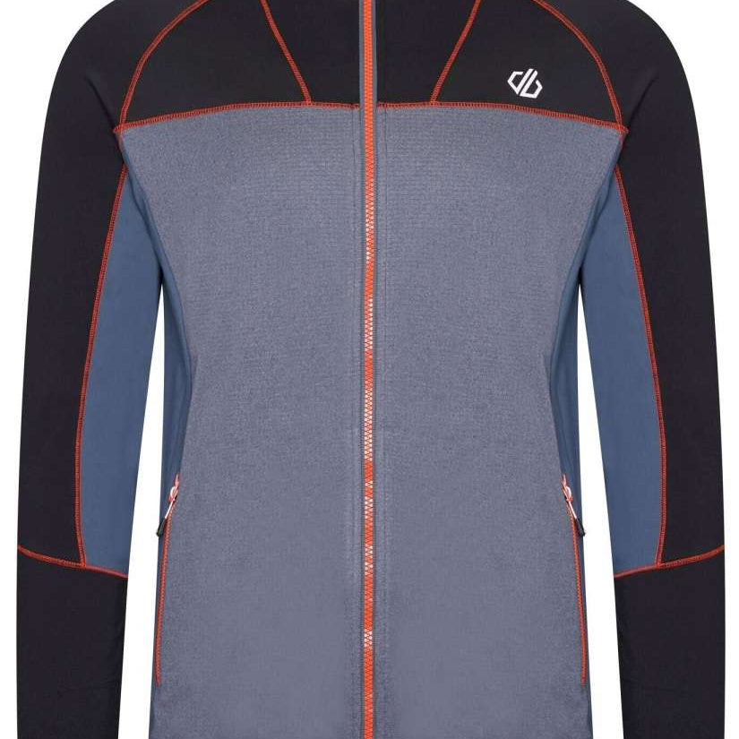 Dare2B Reformed II Core Stretch Jacket 2022-2023 - A grey jacket with orange stitching and a zip up front.