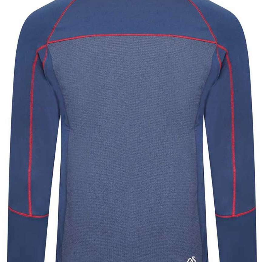 Dare2B Reformed II Core Stretch Jacket 2022-2023 - A blue jacket with a subtle pattern of darker blue lines and red accents on the shoulders, chest, and sleeves.