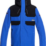 DC Haven Insulated Jacket 2022 - A royal blue jacket with black shoulder panels and a black hood, featuring two zippered chest pockets.