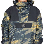DC 43 Anorak Jacket - A camouflage-printed jacket with a hood, featuring black accents and a front zip closure.