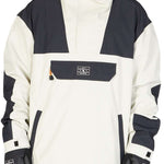DC 43 Anorak Jacket 2023 - A black and white jacket with a hood, featuring a zippered chest pocket and adjustable cuffs.