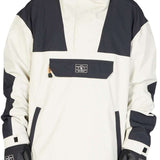 DC 43 Anorak Jacket 2023 - A black and white jacket with a hood, featuring a zippered chest pocket and adjustable cuffs.