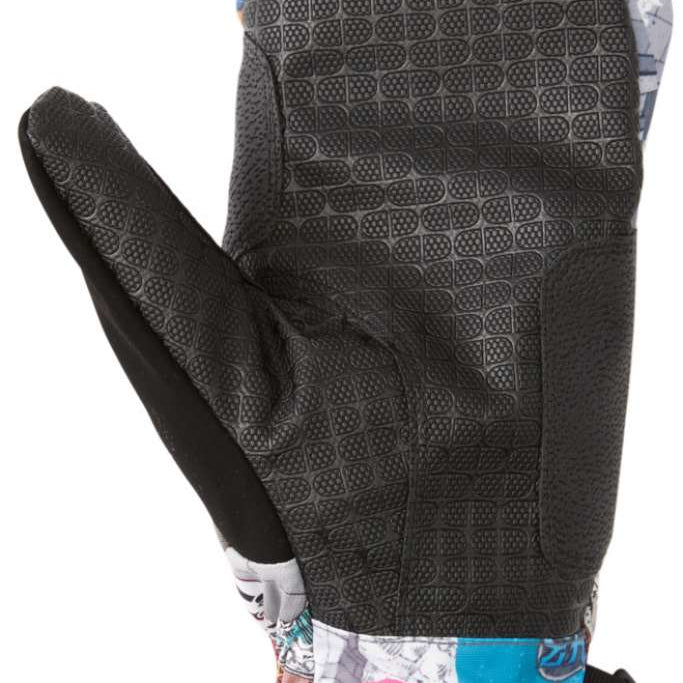 DC Ah X Tribute Mitt 2023 - A black mitt with a textured pattern on the palm and fingers, featuring a colorful DC Comics logo on the wrist strap.