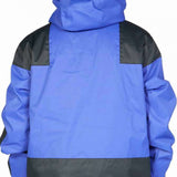 DC Anchor Insulated Jacket 2023 - A blue jacket with a black stripe across the chest and a hood, featuring a zippered front and two side pockets.