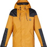 DC Anchor Insulated Jacket 2023 - A yellow jacket with black accents on the shoulders and elbows, featuring a hood and zippered pockets.
