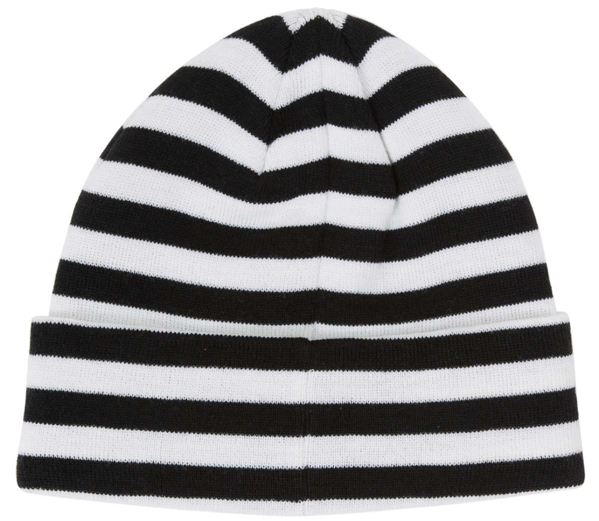 DC Andy Warhol Beanie 2024 - Black beanie with white stripes and a repeating pattern of the artist's signature.