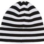 DC Andy Warhol Beanie 2024 - Black beanie with white stripes and a repeating pattern of the artist's signature.
