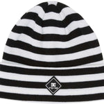 DC Andy Warhol Beanie - A black beanie with white stripes and a small logo on the front.