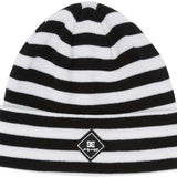 DC Andy Warhol Beanie - A black beanie with white stripes and a small logo on the front.