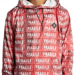 DC AW Snowstar Fleece Hoodie 2024 - Red fleece hoodie with white snowboarder graphic and black drawstrings.