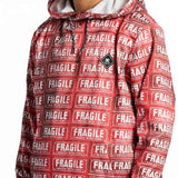 DC AW Snowstar Fleece Hoodie 2024 - Red fleece hoodie with white snowboarder graphic and black drawstrings.