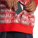 DC AW Snowstar Fleece Hoodie 2024 - Red fleece hoodie with white snowboarder graphic on front.