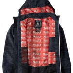 DC AW Vista Shell Jacket 2024 - A black jacket with a subtle pattern of small white snowflakes and a repeating "DC" logo in gray.