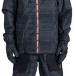 DC AW Vista Shell Jacket 2024 - A black jacket with a red zipper and white logo on the left chest.