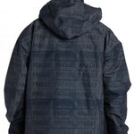 DC AW Vista Shell Jacket 2024 - A black jacket with a subtle pattern of small white snowflakes and geometric shapes, featuring a hood and zip closure.