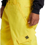 DC Banshee Insulated Pant 2024 - Yellow snow pants with a black DC logo on the left leg.