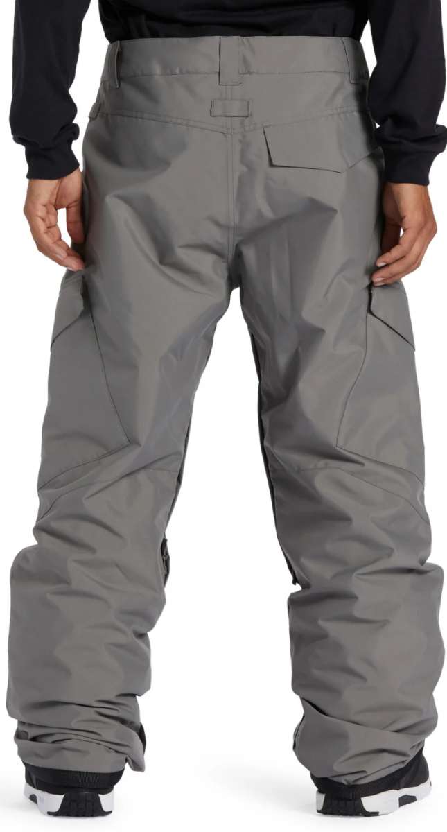 DC Banshee Insulated Pant 2024 - Black insulated snowboard pants with a zippered pocket on the side and a black logo patch on the left leg.