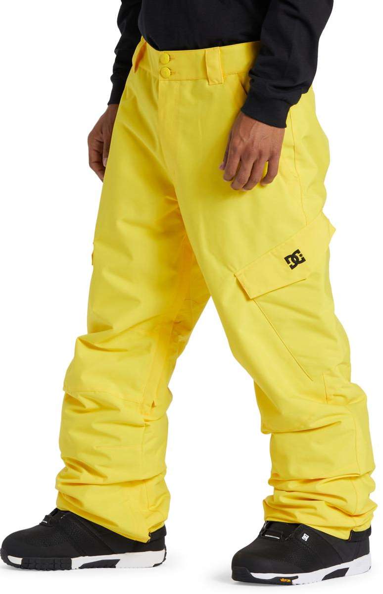 DC Banshee Insulated Pant 2024 - Yellow snow pants with a black logo on the left leg.