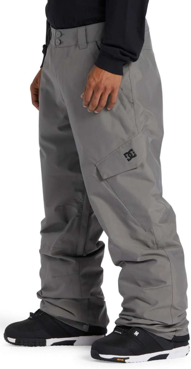 DC Banshee Insulated Pant 2024 - A pair of gray snowboard pants with a black logo on the left leg.