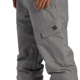 DC Banshee Insulated Pant 2024 - A pair of gray snowboard pants with a black logo on the left leg.
