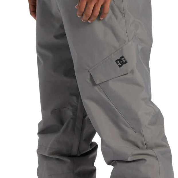 DC Banshee Insulated Pant 2024 - A pair of gray snowboard pants with a black logo on the left leg.