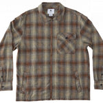 DC Canyon Full Zip Flannel 2024 - A plaid flannel shirt with a full zip front and two chest pockets, featuring a brown and tan color scheme.