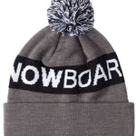 DC Chester Beanie 2022 - A gray beanie with a black stripe around the cuff and a large pom-pom on top.
